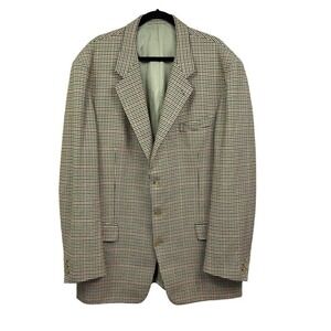Ermenegildo Zegna Wool Cashmere Sport Coat Blazer Men Ventless Houndstooth Green